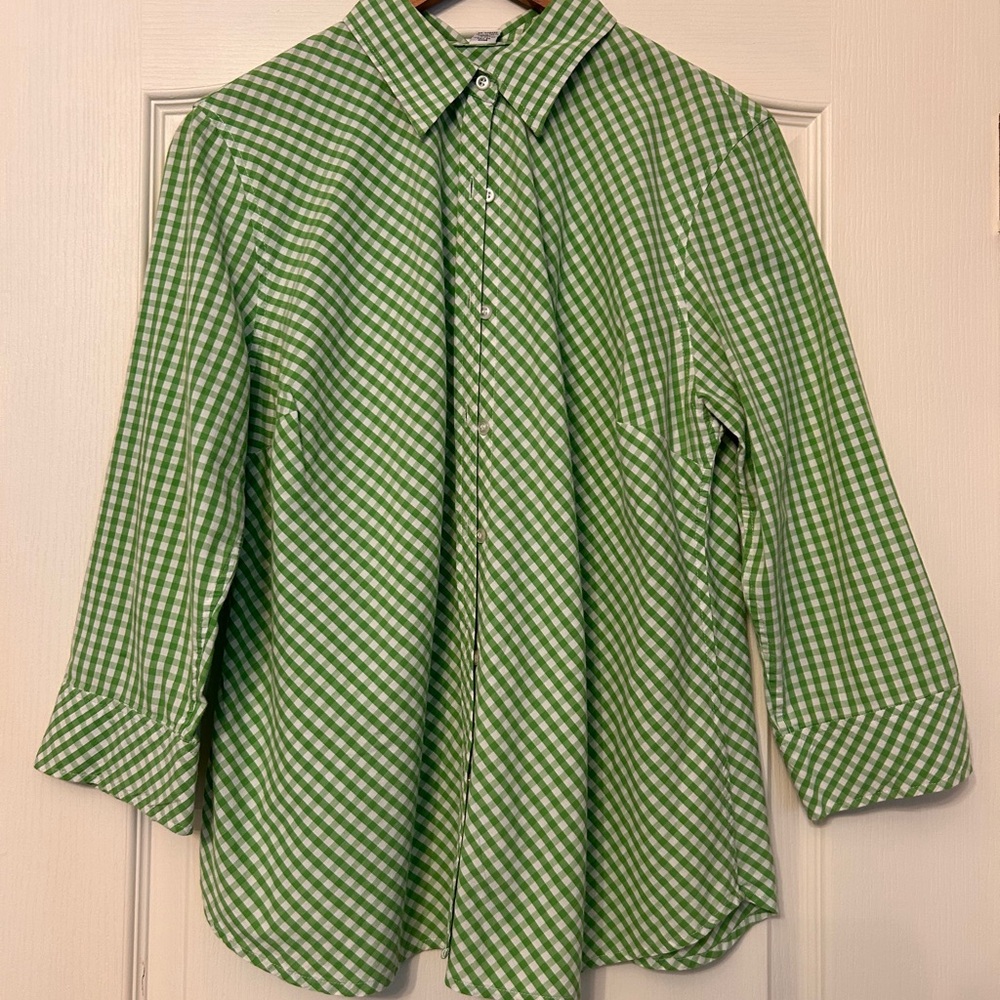 Izod Green Checkered Women's Top